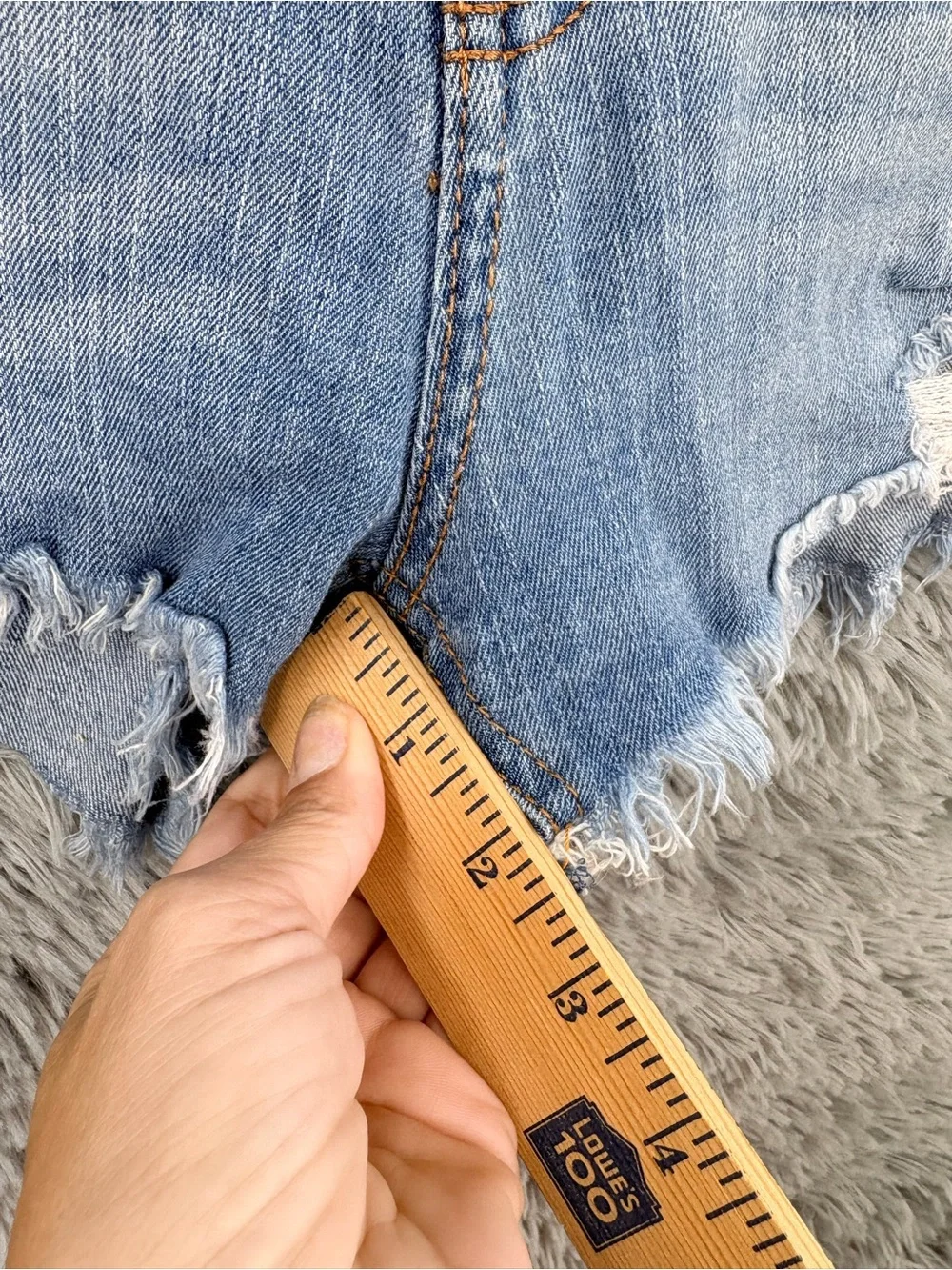 Almost Famous Denim Shorts Womens 10 High Rise Distressed Raw Hem Blue